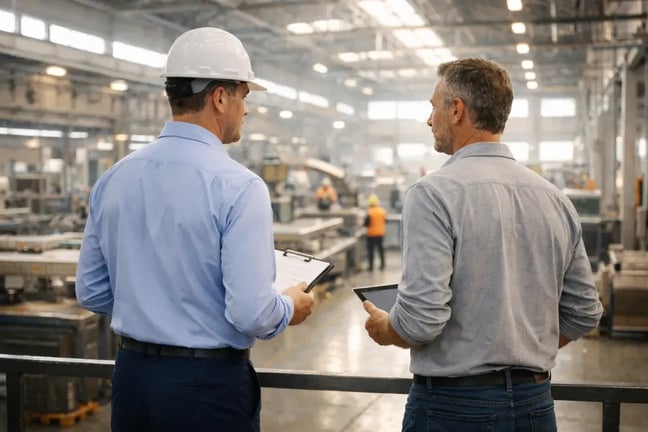 Operator reviewing shop floor operations