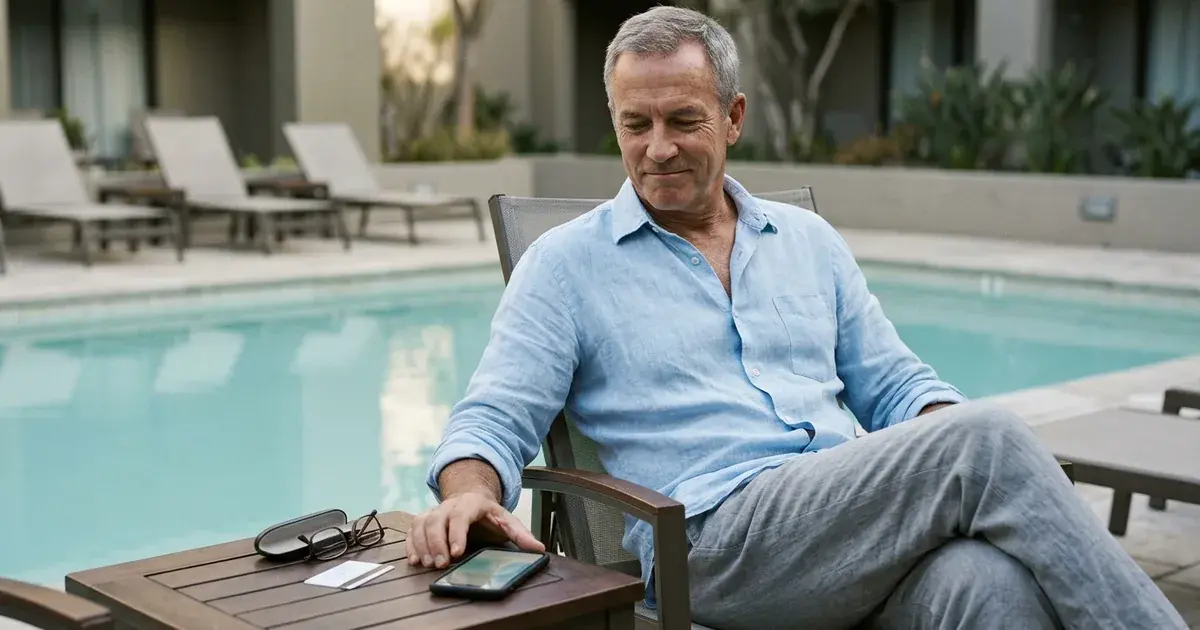 Business owner reviewing notes outdoors